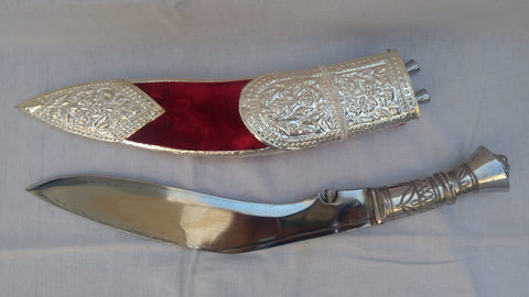Royal Silver Kukri with Handcrafted Velvet Cover