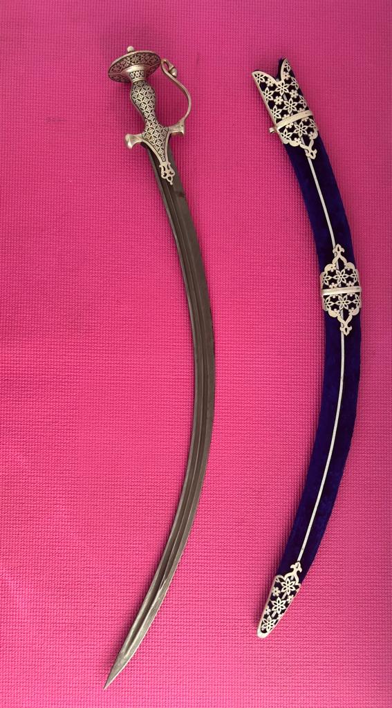 Vip Talwar Frame INDIAN WEDDING TALWAR- SILVER AND KOFTGIRI WORK-2 – PUNJAB HANDICRAFTS