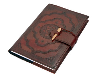 Burnished Patterned Embossed Leather Journal - LJ-010