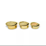Miniature Brass Made Chula Set For Cooking And Three Bhogana Or Bowls With Lid For Kids Paying And Home Decor