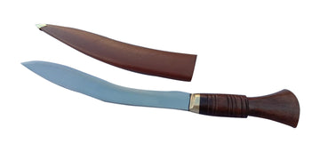 Long Gurkha Kukri Knife with Sleek Metal Tip Leather Cover
