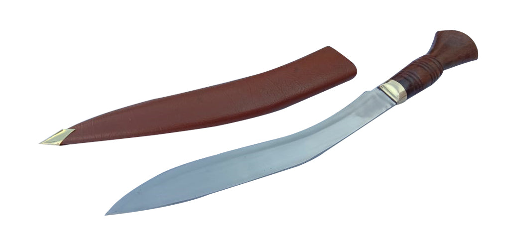 Long Gurkha Kukri Knife with Sleek Metal Tip Leather Cover