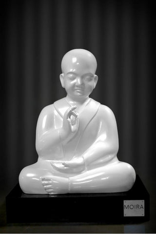 Pearl White Serene Monk Sculpture