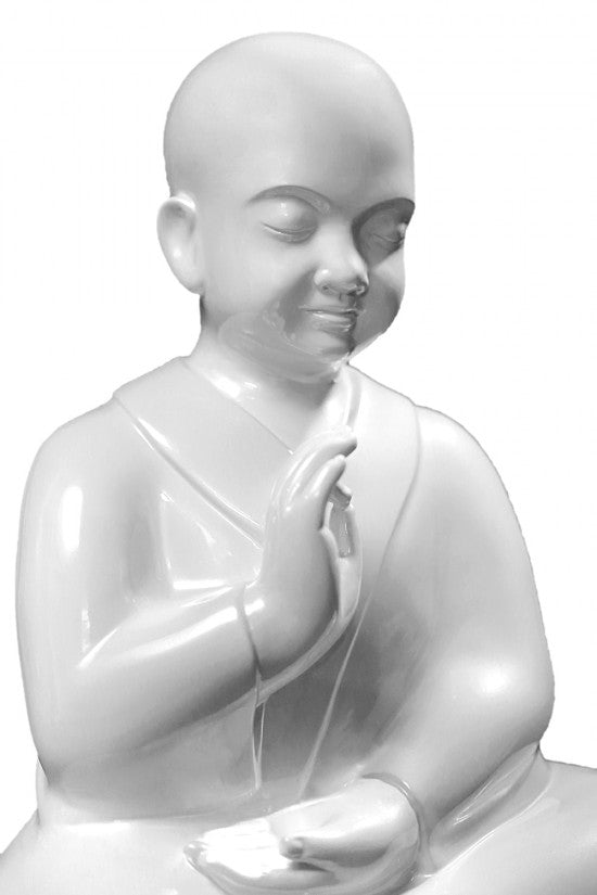Pearl White Serene Monk Sculpture