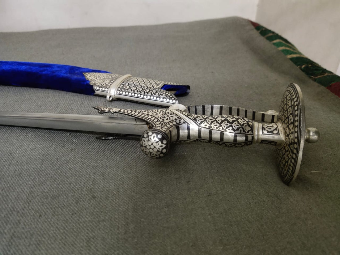 INDIAN WEDDING TALWAR- SILVER AND KOFTGIRI WORK